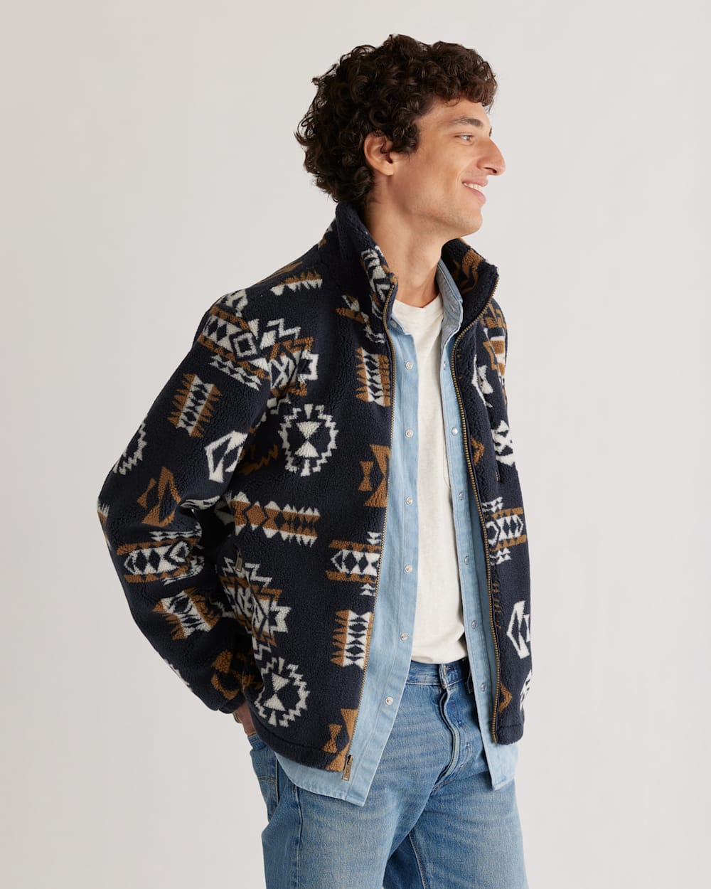 Men's zip front fleece jacket sale
