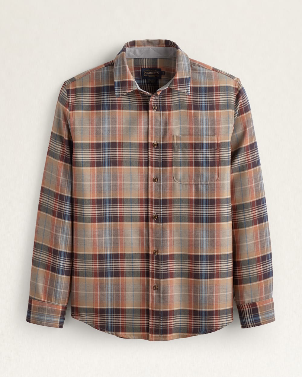 MEN'S PLAID MERINO LODGE SHIRT IN NAVY/TAN PLAID image number 1