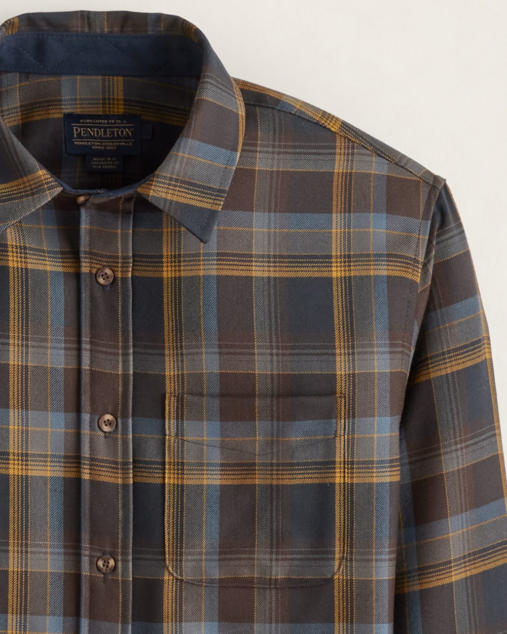 ALTERNATE VIEW OF MEN'S PLAID MERINO LODGE SHIRT IN SLATE/GOLD OMBRE image number 2