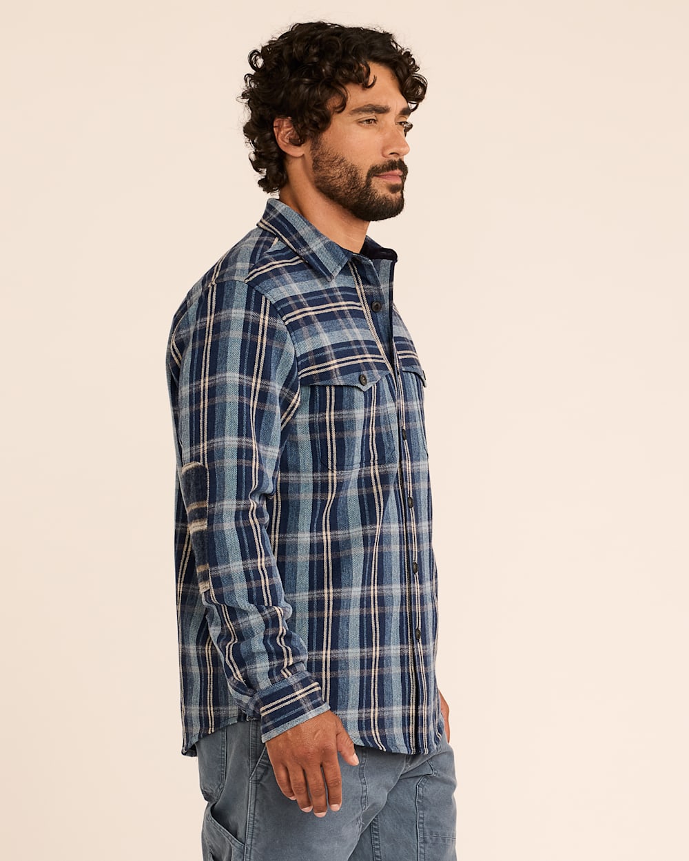 ALTERNATE VIEW OF MEN'S PLAID WESTON PAWPINE SHIRT IN BLUE/TAN MIX image number 2