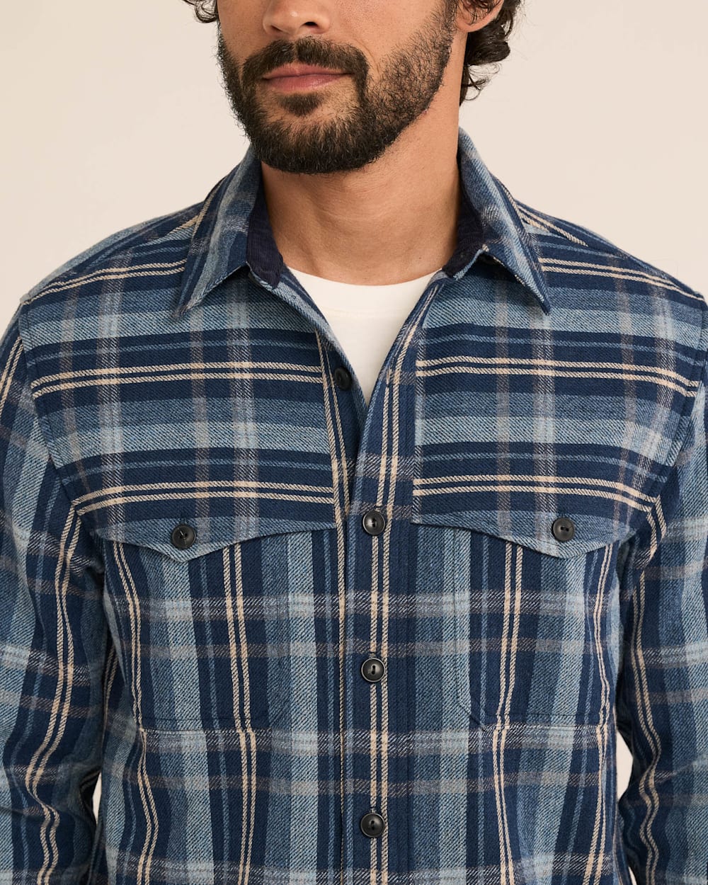 ALTERNATE VIEW OF MEN'S PLAID WESTON PAWPINE SHIRT IN BLUE/TAN MIX image number 5