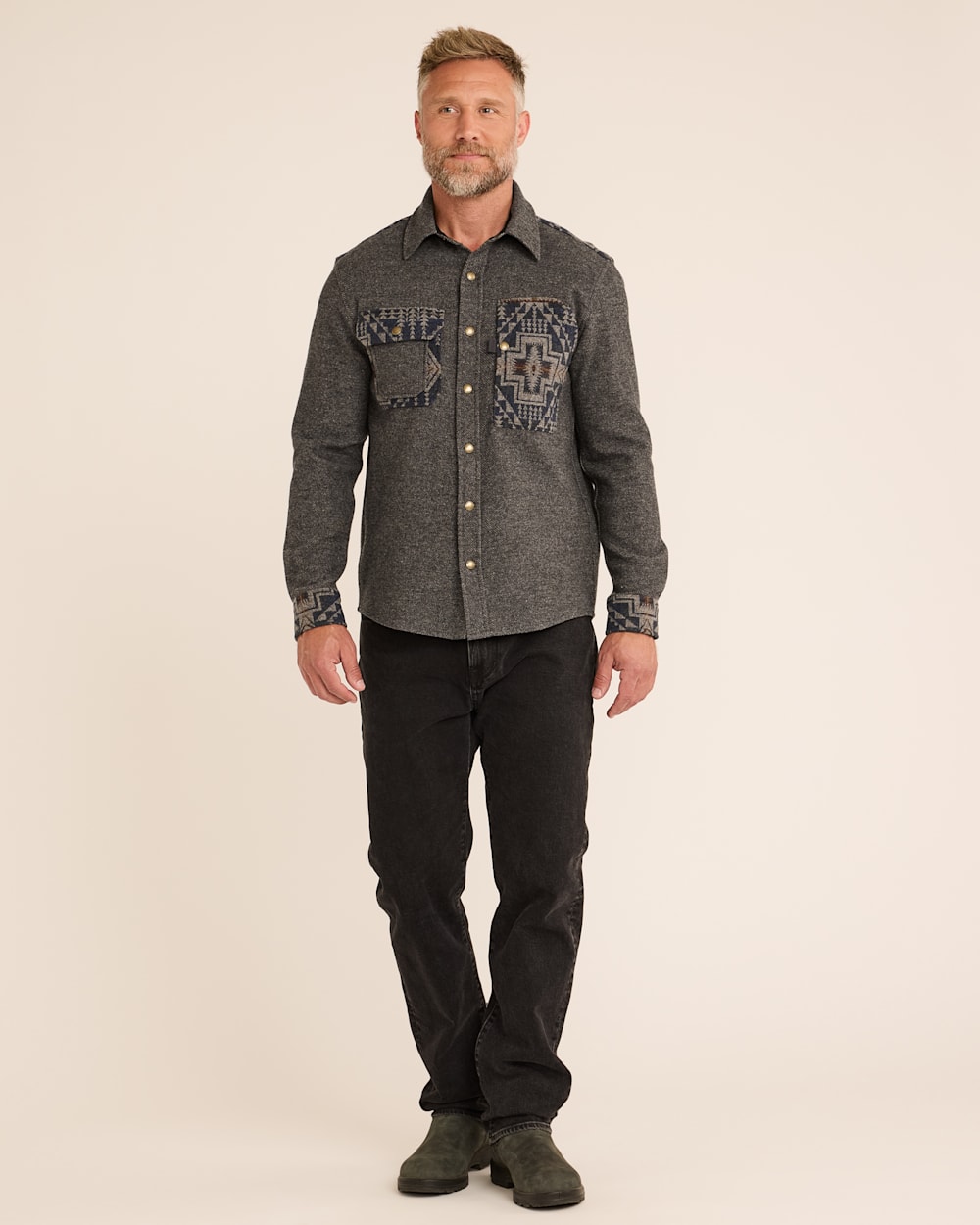 ALTERNATE VIEW OF MEN'S CENTENNIAL HARDING SHIRT IN OXFORD/TAN MIX TWILL image number 6