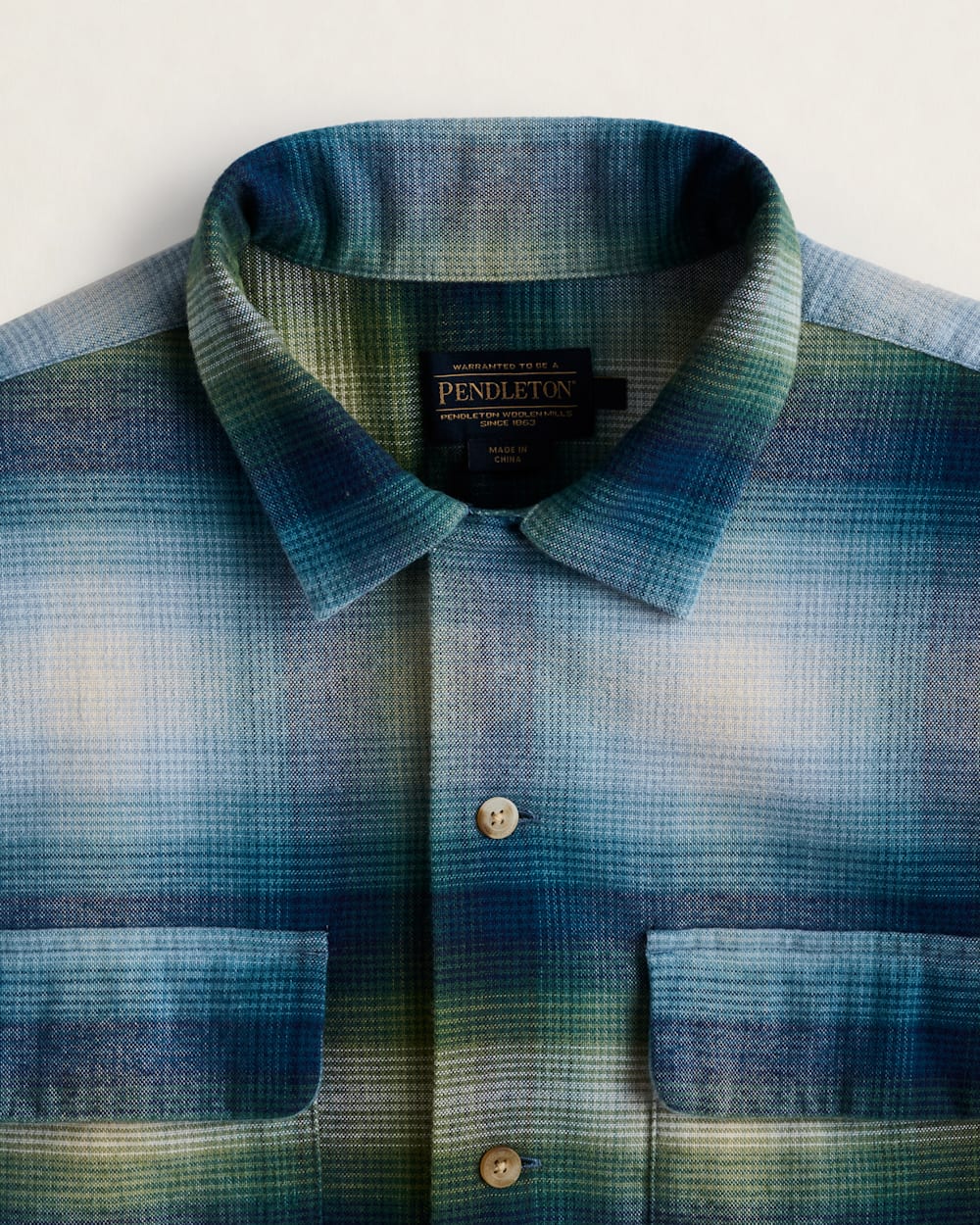 ALTERNATE VIEW OF MEN'S SHORT-SLEEVE PLAID COTTON BOARD SHIRT IN BLUE/GREEN OMBRE image number 2