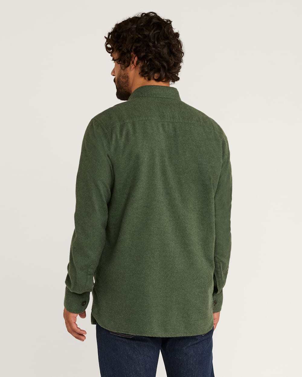 ALTERNATE VIEW OF MEN'S BURNSIDE DOUBLEBRUSHED FLANNEL SHIRT IN GREEN HEATHER image number 3