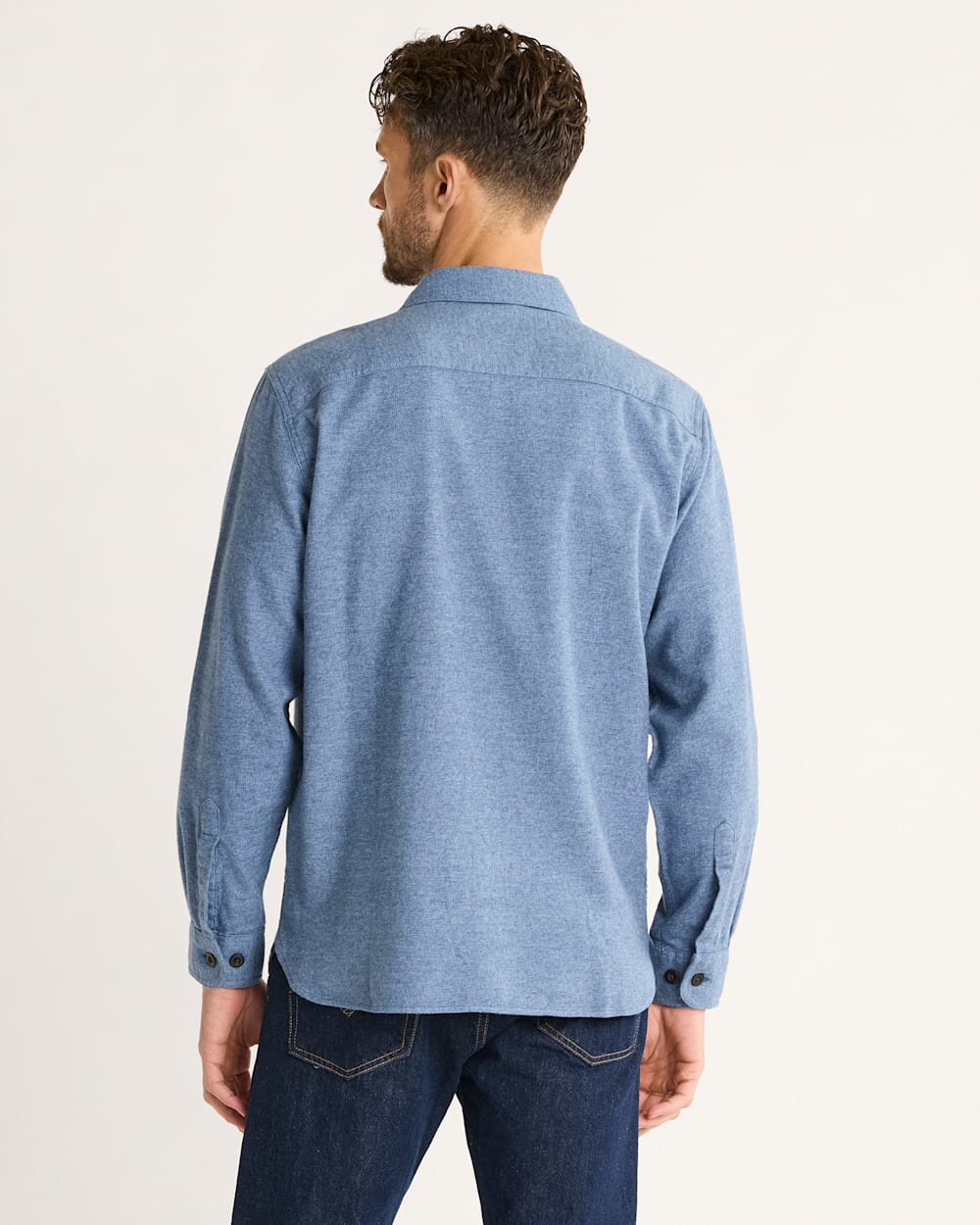 ALTERNATE VIEW OF MEN'S BURNSIDE DOUBLEBRUSHED FLANNEL SHIRT IN BLUE HEATHER image number 2