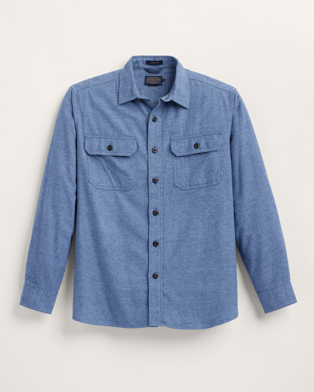 ALTERNATE VIEW OF MEN'S BURNSIDE DOUBLEBRUSHED FLANNEL SHIRT IN BLUE HEATHER image number 5