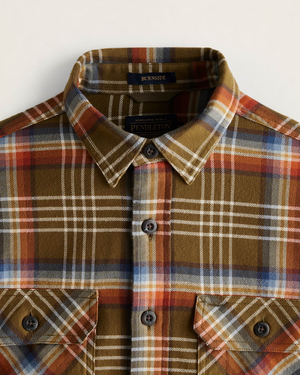 ALTERNATE VIEW OF MEN'S PLAID BURNSIDE DOUBLEBRUSHED FLANNEL SHIRT IN OLIVE MULTI PLAID image number 2