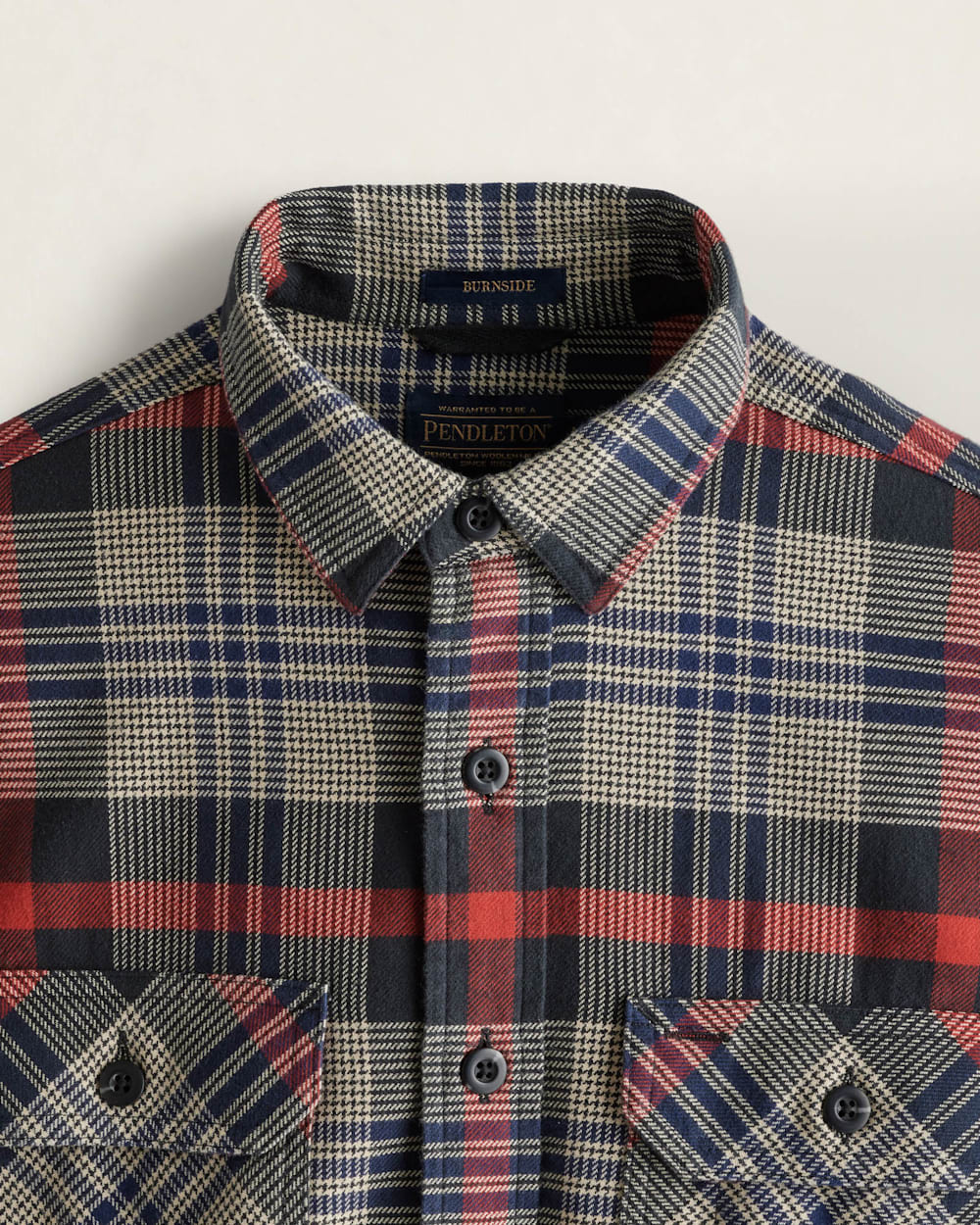 ALTERNATE VIEW OF MEN'S PLAID BURNSIDE DOUBLEBRUSHED FLANNEL SHIRT IN BLACK/NAVY/RED PLAID image number 2