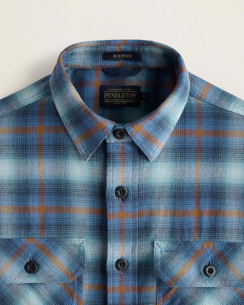 ALTERNATE VIEW OF MEN'S PLAID BURNSIDE DOUBLEBRUSHED FLANNEL SHIRT IN NAVY/AQUA/BRICK PLAID image number 2