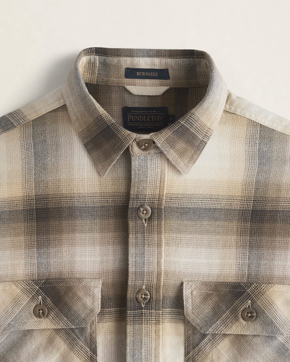 ALTERNATE VIEW OF MEN'S PLAID BURNSIDE DOUBLEBRUSHED FLANNEL SHIRT IN BROWN/KHAKI/CREAM PLAID image number 2