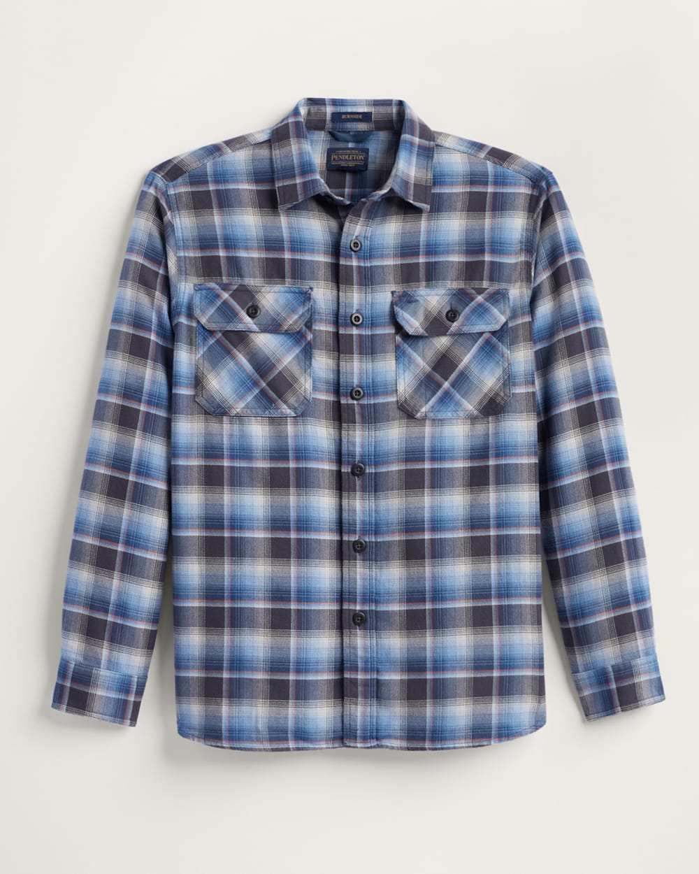 MEN'S PLAID BURNSIDE DOUBLEBRUSHED FLANNEL SHIRT IN CHARCOAL/BLUE PLAID image number 1