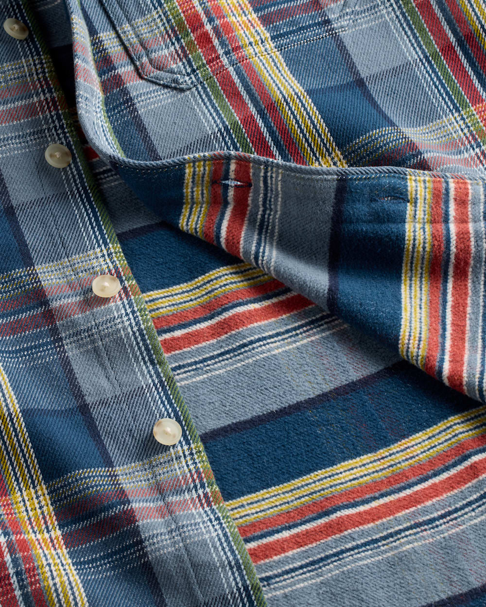 ALTERNATE VIEW OF MEN'S PLAID ARCADIA FLANNEL SHIRT IN BLUE/GOLD MULTI image number 3