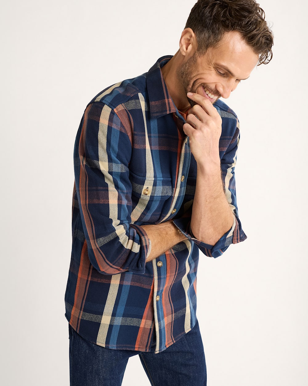 MEN'S PLAID ARCADIA FLANNEL SHIRT IN NAVY MULTI PLAID image number 1