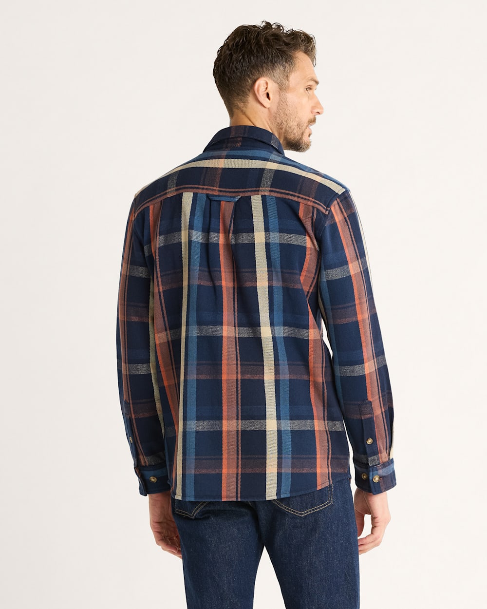 ALTERNATE VIEW OF MEN'S PLAID ARCADIA FLANNEL SHIRT IN NAVY MULTI PLAID image number 2