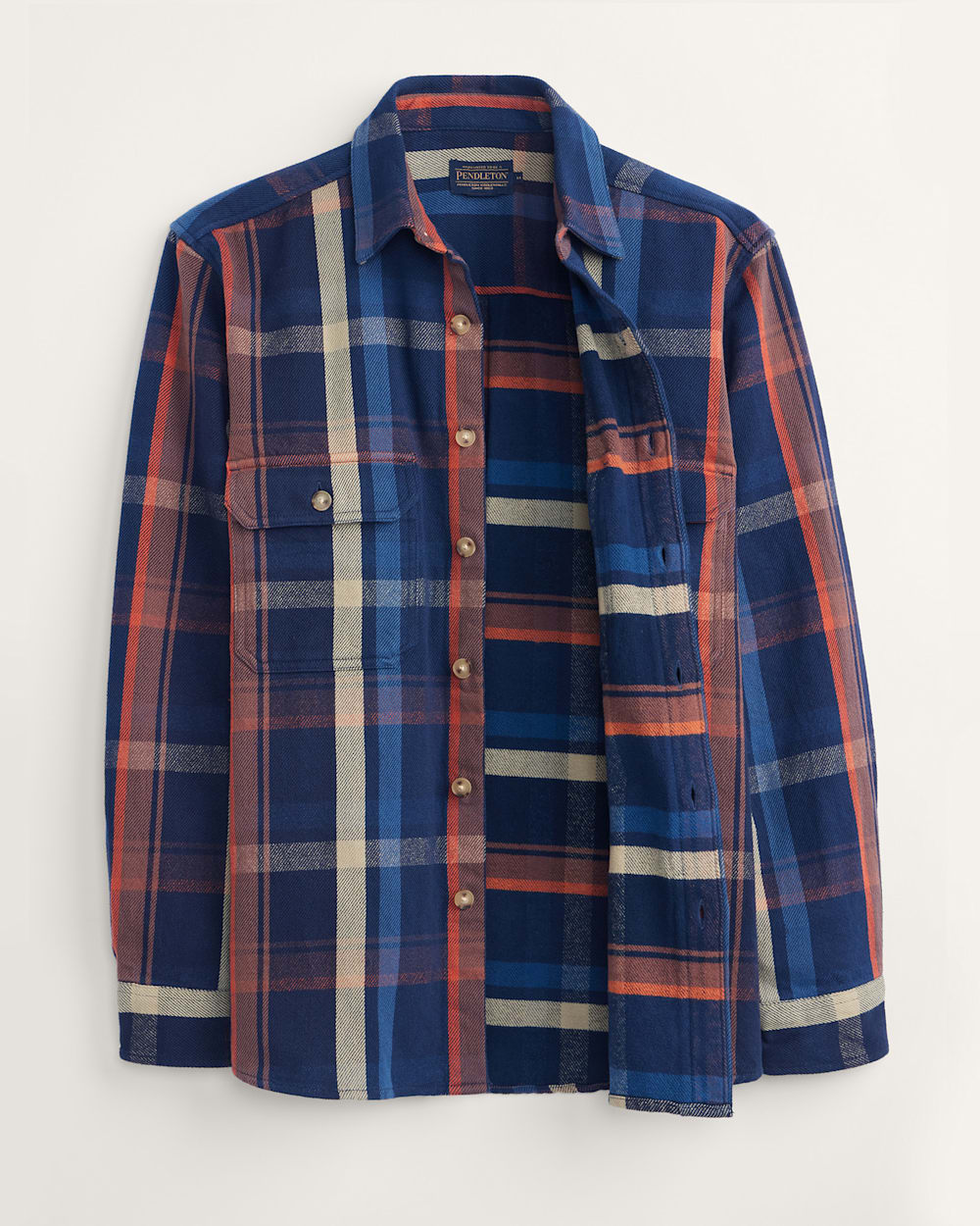 ALTERNATE VIEW OF MEN'S PLAID ARCADIA FLANNEL SHIRT IN NAVY MULTI PLAID image number 5