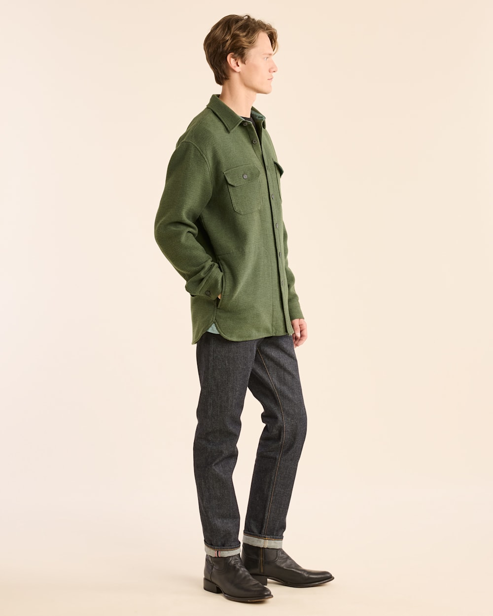 ALTERNATE VIEW OF MEN'S DOUBLESOFT DRIFTWOOD SHIRT IN BRONZE GREEN image number 2