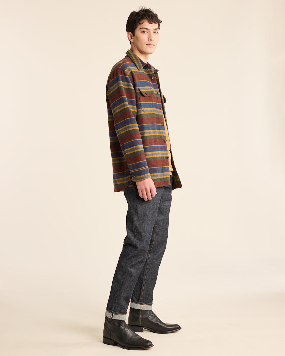 ALTERNATE VIEW OF MEN'S DOUBLESOFT STRIPED DRIFTWOOD SHIRT IN RUST YAKIMA STRIPE image number 2