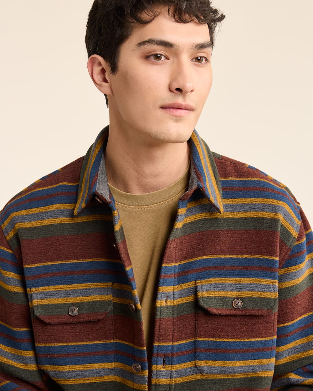 ALTERNATE VIEW OF MEN'S DOUBLESOFT STRIPED DRIFTWOOD SHIRT IN RUST YAKIMA STRIPE image number 4