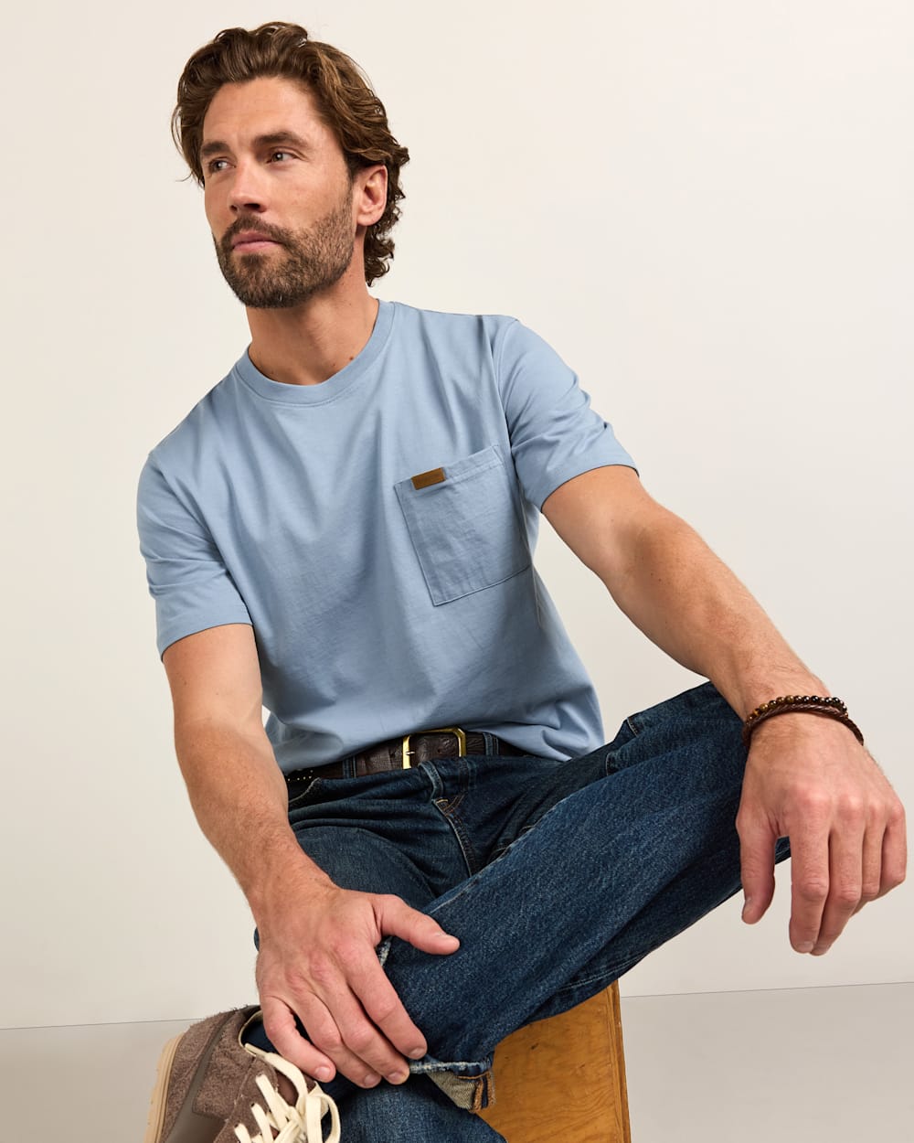 MEN'S SHORT-SLEEVE DESCHUTES POCKET TEE IN STEEL BLUE image number 1