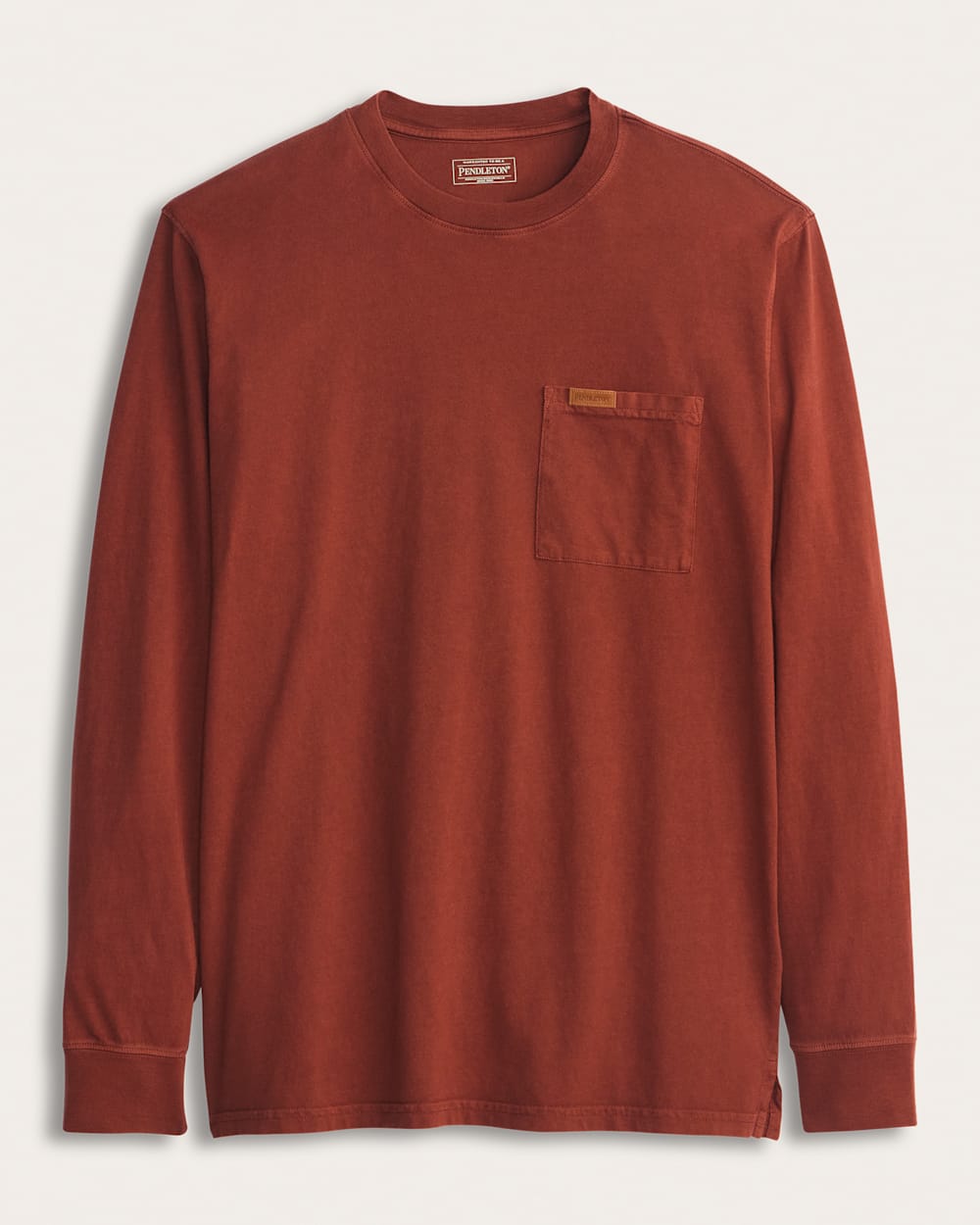 MEN'S LONG-SLEEVE DESCHUTES POCKET TEE IN BRICK image number 1