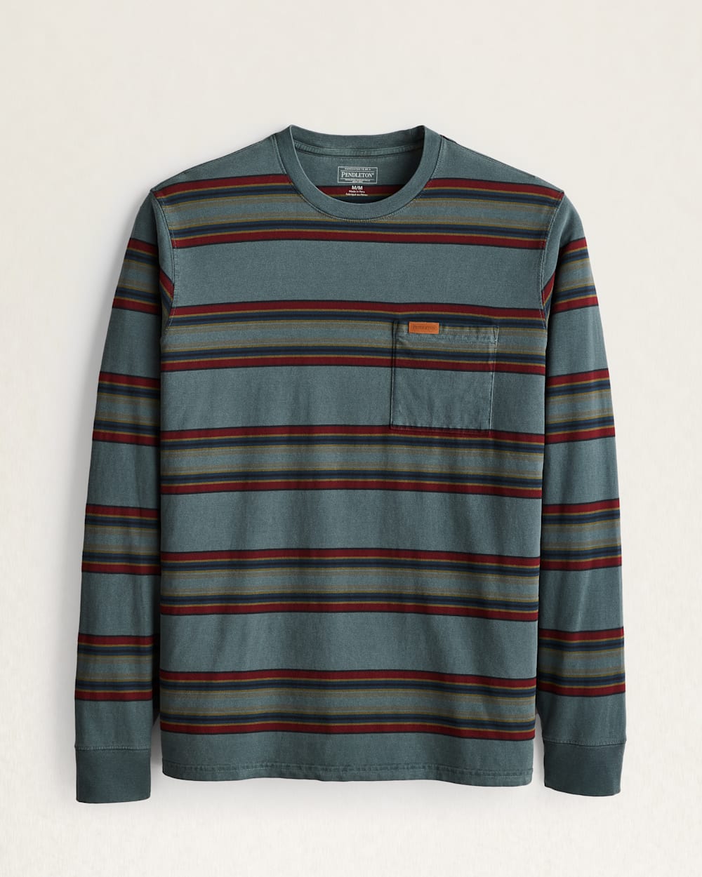 MEN'S LONG-SLEEVE STRIPED DESCHUTES POCKET TEE IN SPRUCE YAKIMA image number 1