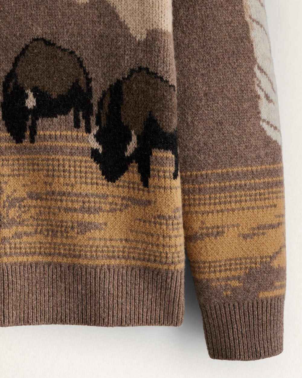 ALTERNATE VIEW OF MEN'S IN THEIR ELEMENT LAMBSWOOL CARDIGAN IN TAN BUFFALO image number 5