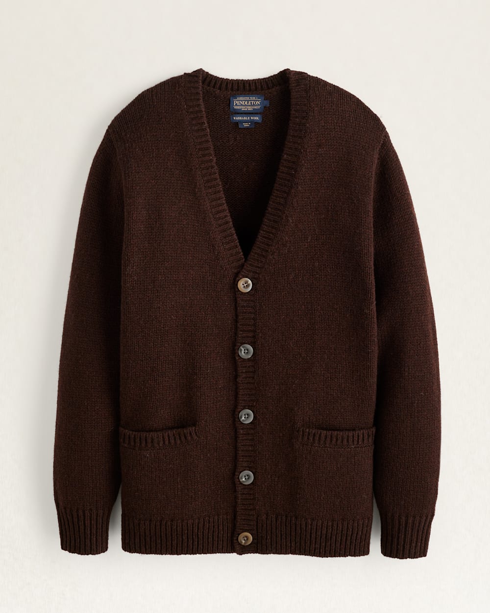 MEN'S SHETLAND COLLECTION CARDIGAN IN ESPRESSO HEATHER image number 1