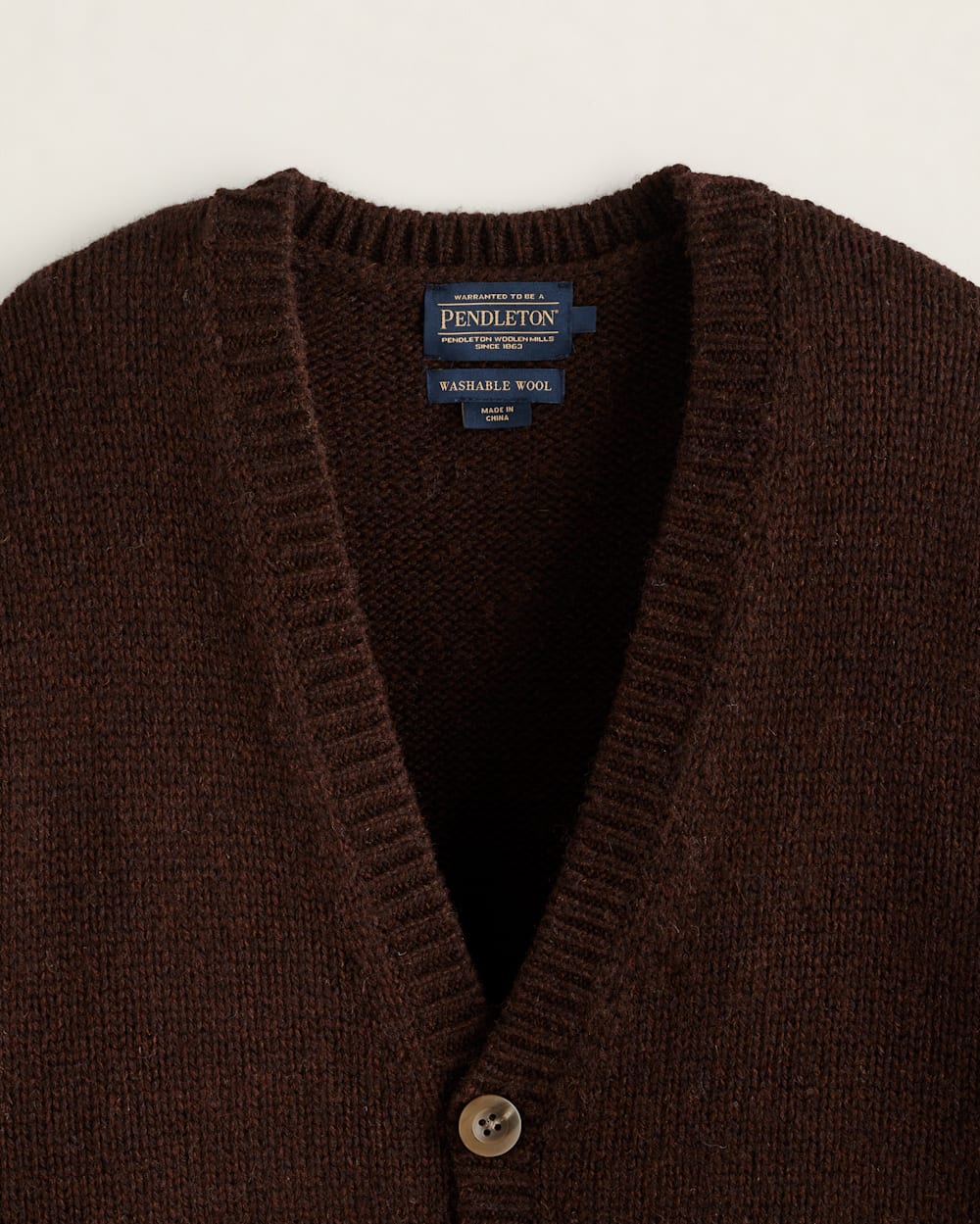 ALTERNATE VIEW OF MEN'S SHETLAND COLLECTION CARDIGAN IN ESPRESSO HEATHER image number 2