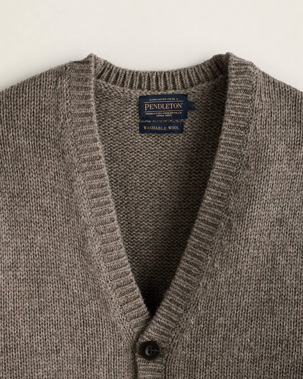 ALTERNATE VIEW OF MEN'S SHETLAND COLLECTION CARDIGAN IN STONE HEATHER image number 2