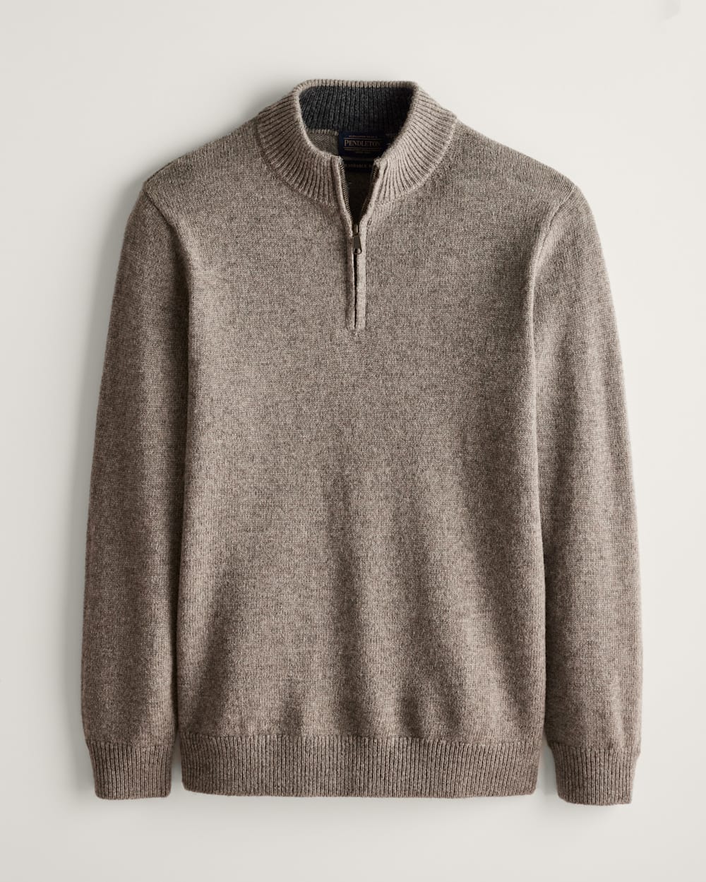MEN'S SHETLAND COLLECTION HALF-ZIP SWEATER IN STONE HEATHER image number 1