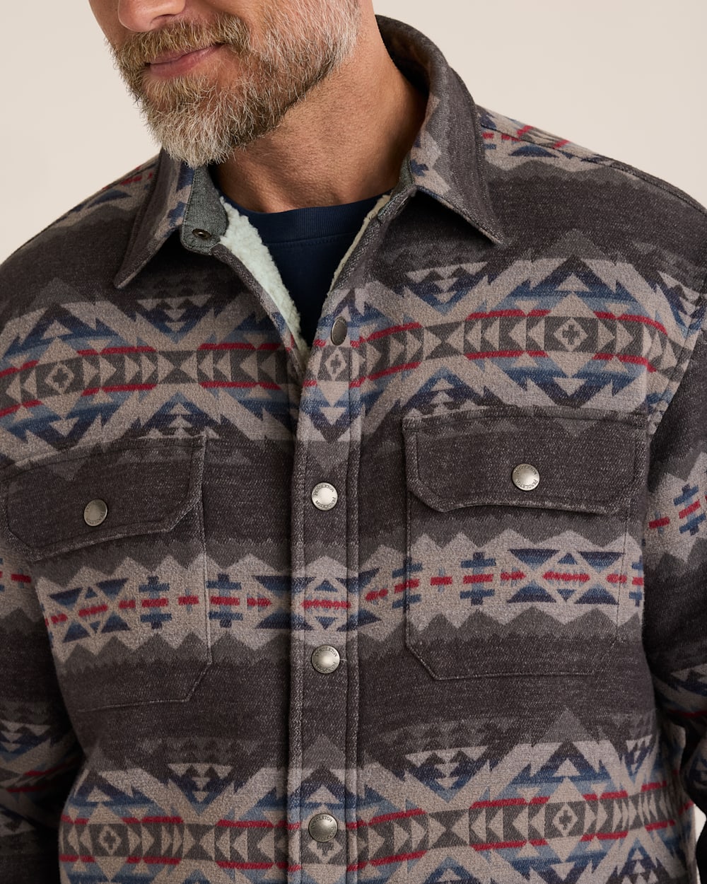 ALTERNATE VIEW OF MEN'S SOLSTICE CANYON DOUBLESOFT SHERPA-LINED SHIRT JACKET IN GREY image number 4