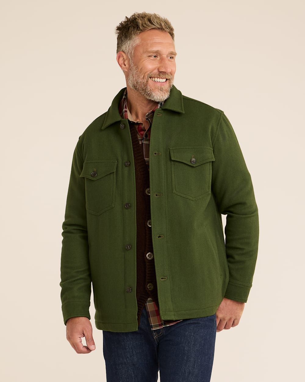 MEN�S WOOL LAWSON COAT IN ARMY GREEN image number 1