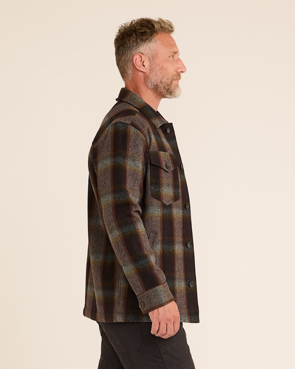 Pendleton Lawson Wool Coat Men s Brown Grey Mix Plaid L