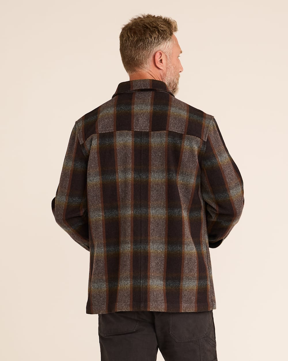 ALTERNATE VIEW OF MEN�S PLAID WOOL LAWSON COAT IN BROWN/GREY MIX image number 3