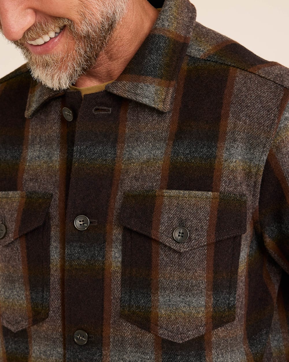 ALTERNATE VIEW OF MEN�S PLAID WOOL LAWSON COAT IN BROWN/GREY MIX image number 4