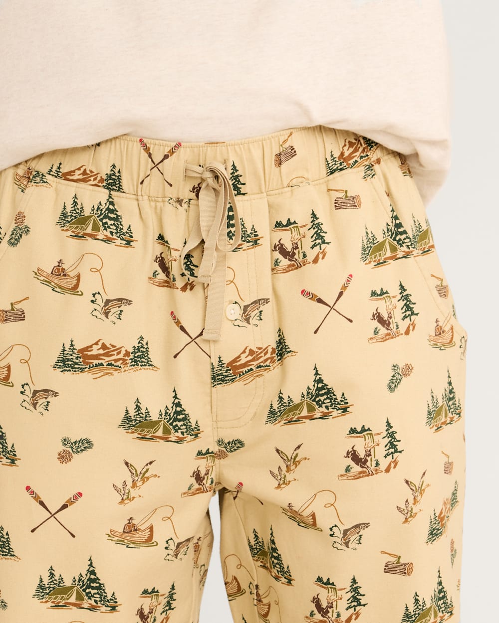 ALTERNATE VIEW OF MEN'S CAMP PRINT FLANNEL PAJAMA PANTS IN TAN MULTI image number 5