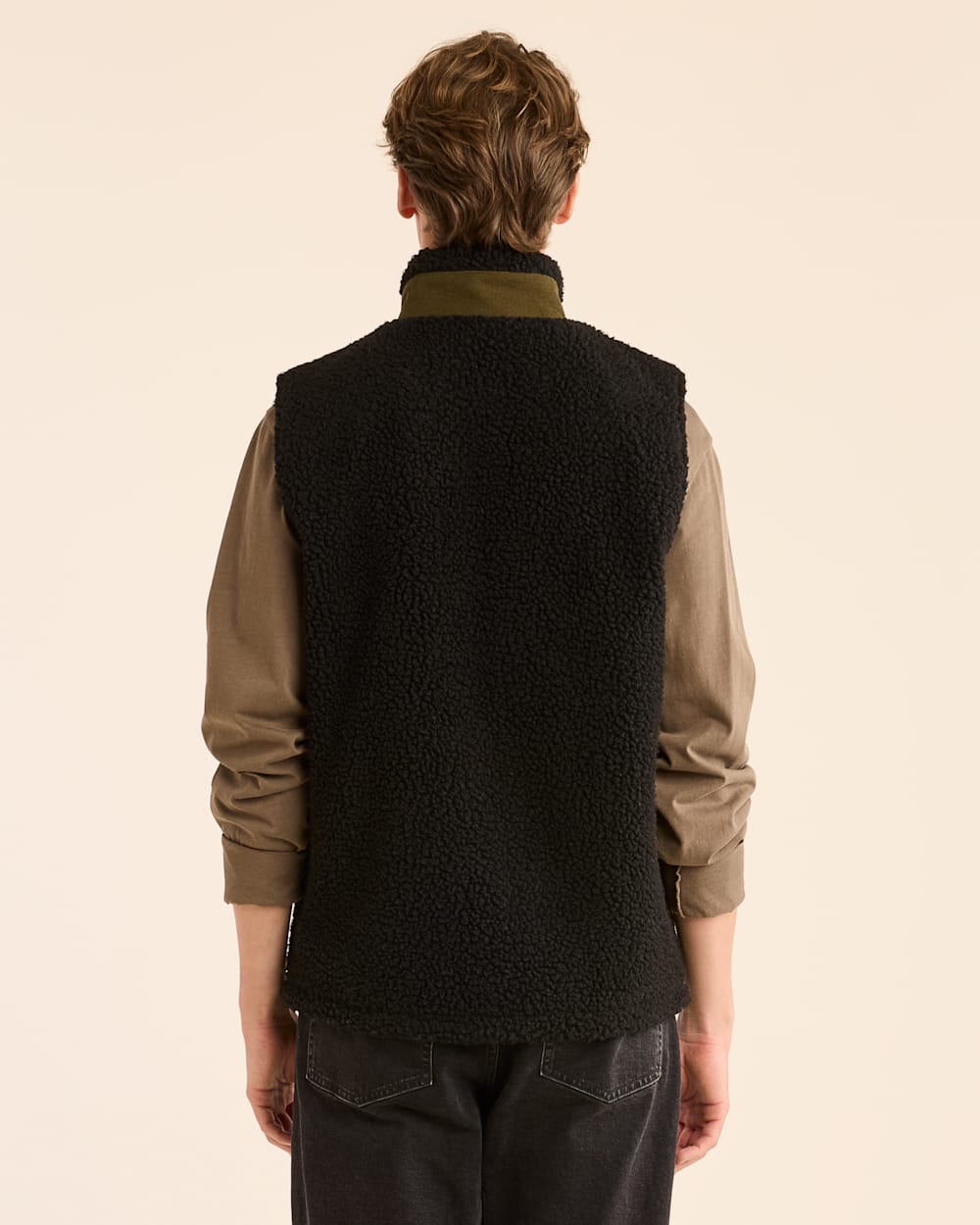 ALTERNATE VIEW OF MEN'S RIDGELINE BERBER FLEECE VEST IN OLIVE/BRONZE image number 3