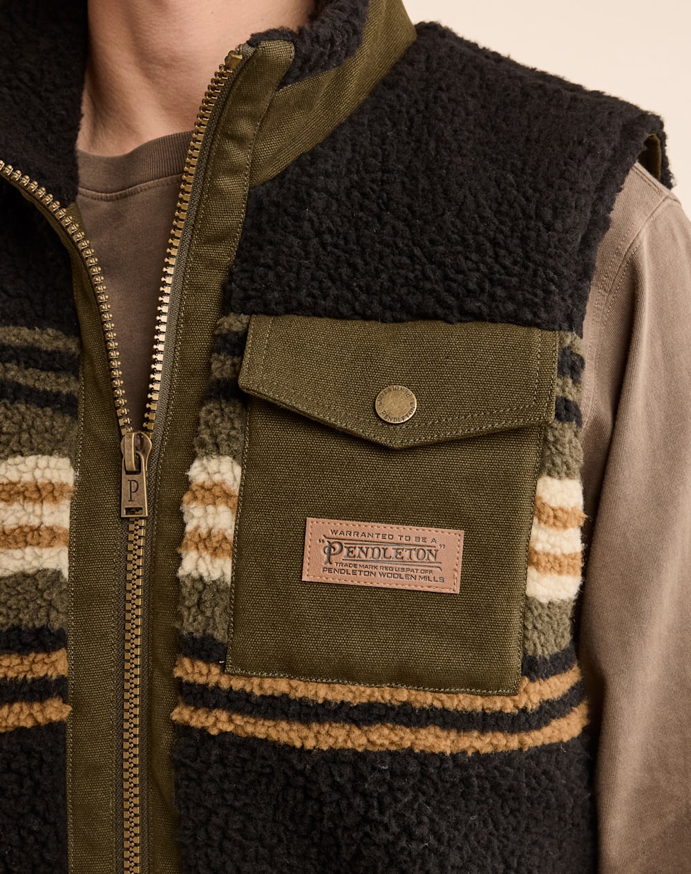 ALTERNATE VIEW OF MEN'S RIDGELINE BERBER FLEECE VEST IN OLIVE/BRONZE image number 4