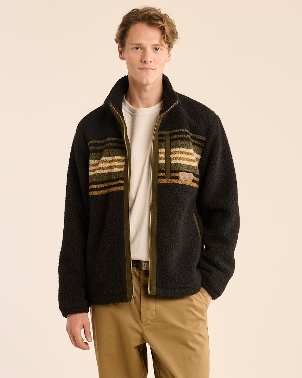 MEN'S TAHUYA BERBER FLEECE JACKET IN OLIVE/BRONZE image number 1