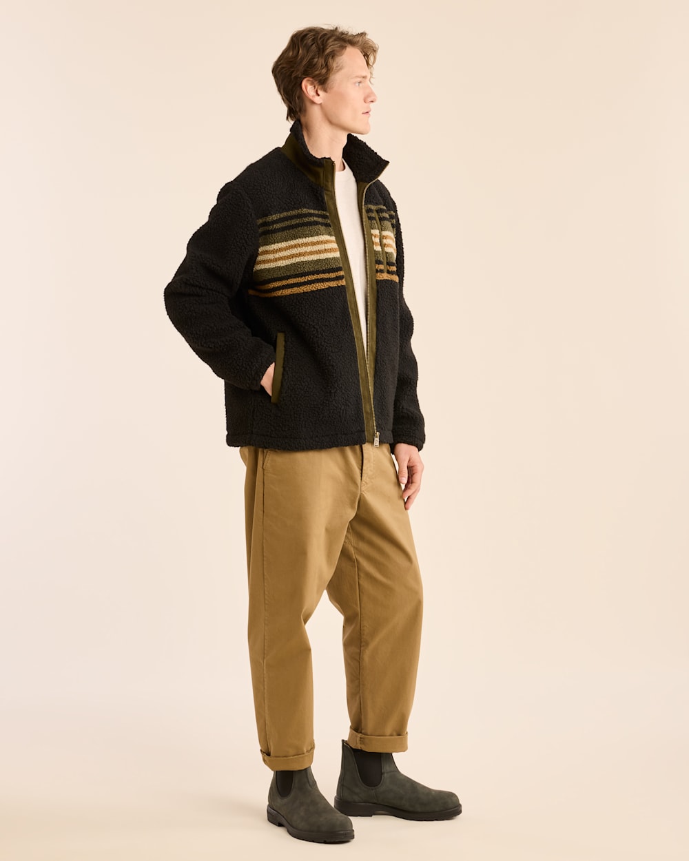 Shop Men s Tahuya Stripe Berber Fleece Jacket Pendleton