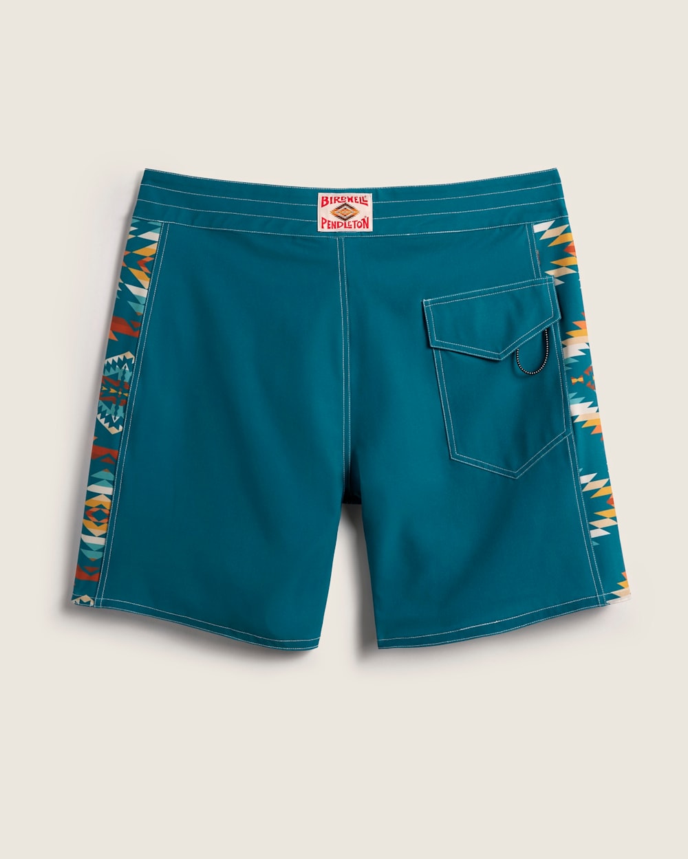 BACK VIEW OF BIRDWELL X PENDLETON BIRDIE BOARDSHORTS IN TURQUOISE image number 2