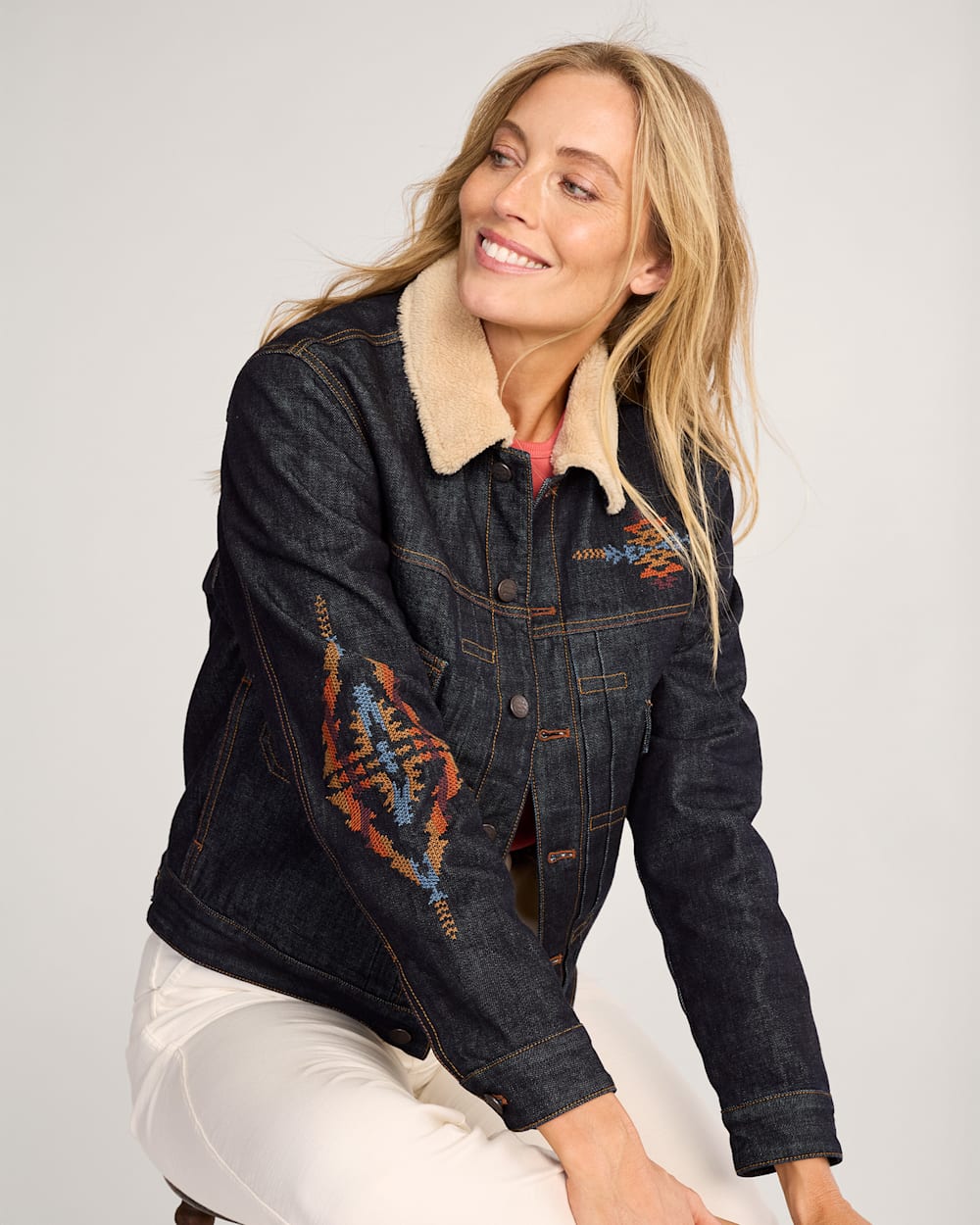 UNISEX PENDLETON UK EMBROIDERED DENIM JACKET IN INDIGO image number 1