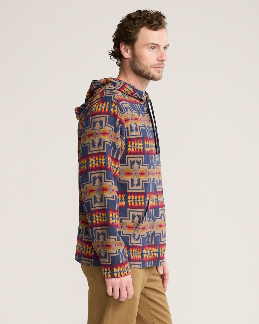 ALTERNATE VIEW OF MEN'S PENDLETON UK HARDING CHAMOIS HOODIE IN NAVY image number 3