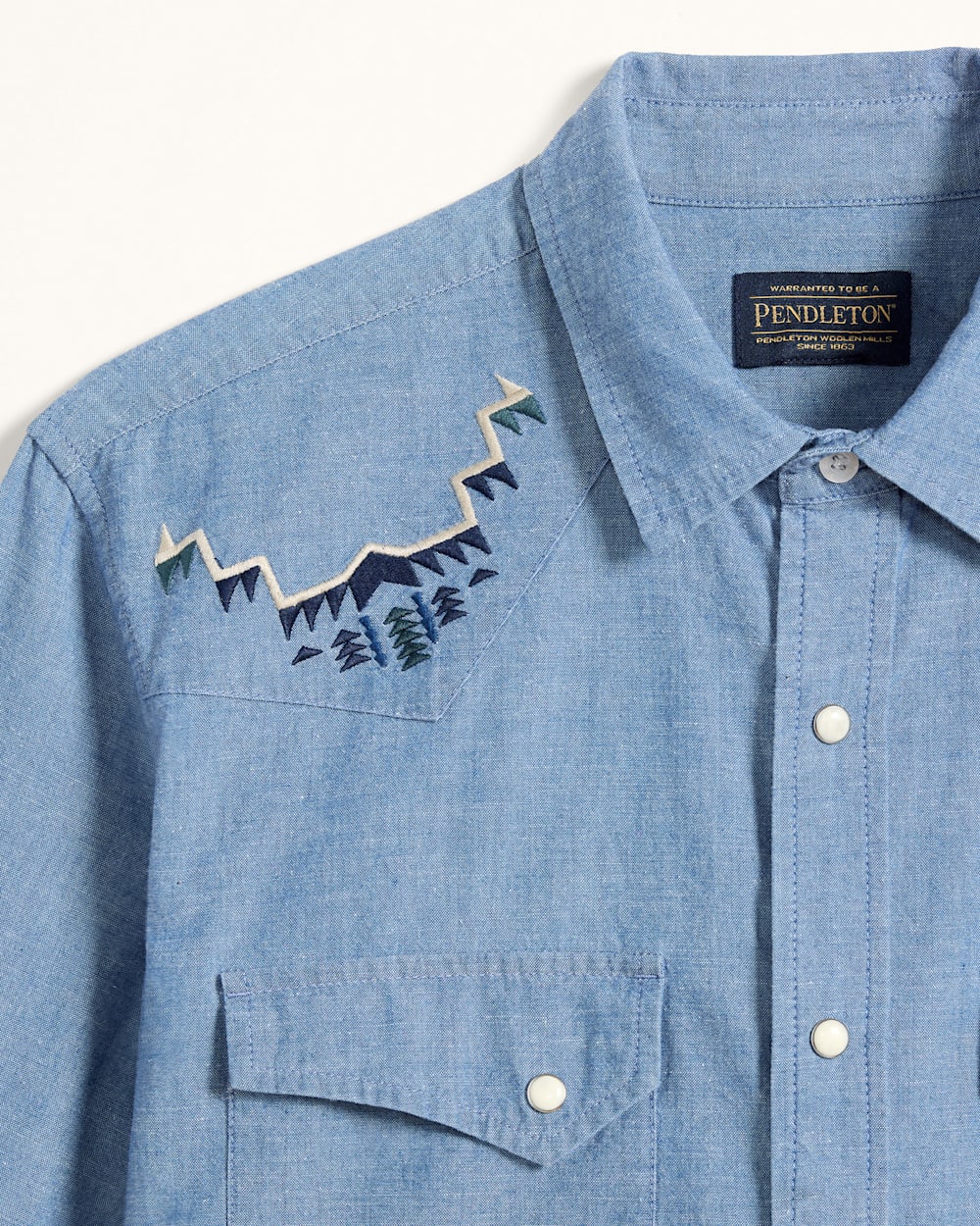 ALTERNATE VIEW OF MEN'S HARDING EMBROIDERED CHAMBRAY GAMBLER SHIRT IN LIGHT BLUE/HARDING image number 5