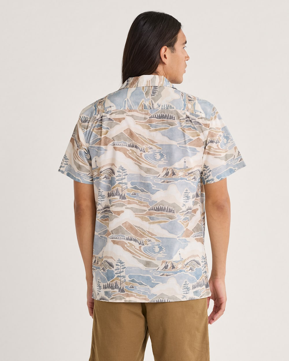 ALTERNATE VIEW OF MEN'S ALOHA COTTON CAMP SHIRT IN PACIFIC LANDSCAPE image number 2