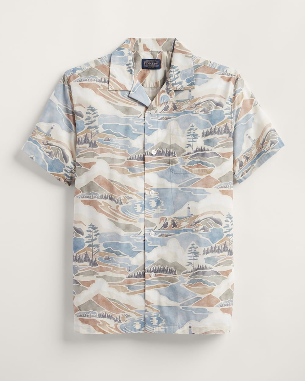 ALTERNATE VIEW OF MEN'S ALOHA COTTON CAMP SHIRT IN PACIFIC LANDSCAPE image number 4