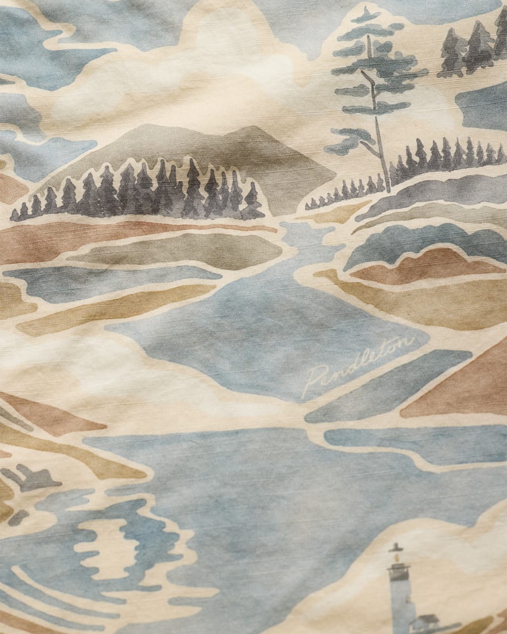 ALTERNATE VIEW OF MEN'S ALOHA COTTON CAMP SHIRT IN PACIFIC LANDSCAPE image number 5