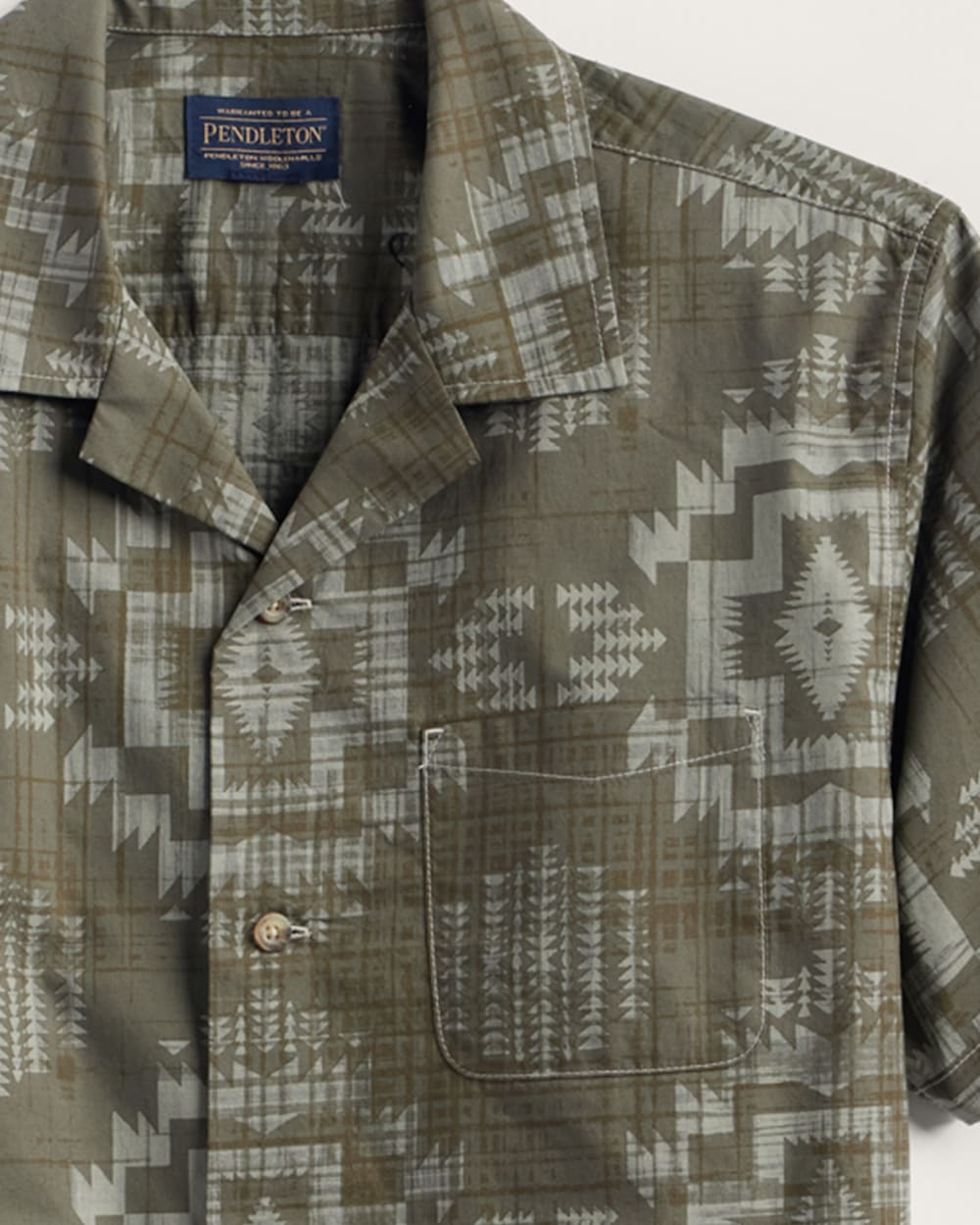 ALTERNATE VIEW OF MEN'S ALOHA COTTON CAMP SHIRT IN OLIVE HARDING image number 2