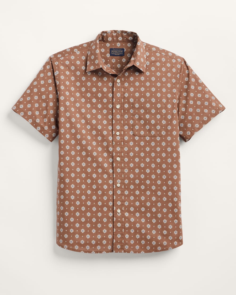 ALTERNATE VIEW OF MEN'S SHORELINE COTTON SHIRT IN RED/BROWN GEO image number 5