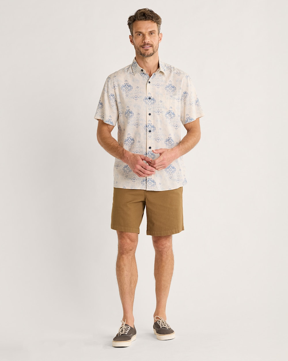 ALTERNATE VIEW OF MEN'S SHORELINE LINEN SHIRT IN BLUE AGATE BEACH image number 4
